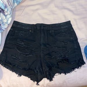 american eagle size 8 black ripped shorts